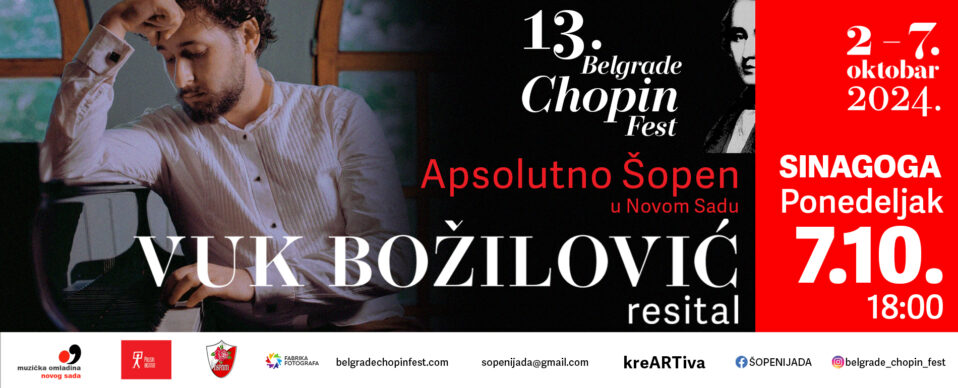 Vuk Božilović, klavir. Beogradski Šopen fest u Novom Sadu